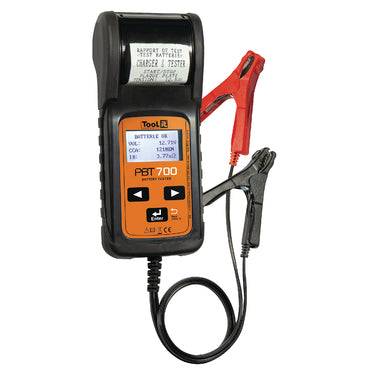 GYS PBT700 Battery System Tester & Analyser with built-in printer for 12/24V testing, featuring LCD display and Compatible with multiple types of batteries.