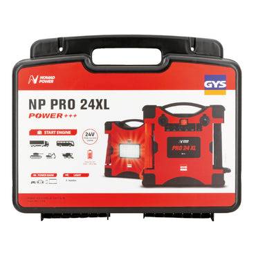 GYS BOOSTER LITHIUM NOMAD POWER PRO 24 XL - 025905 in a red and black carrying case for 24V vehicle jump-starting and portable power supply.