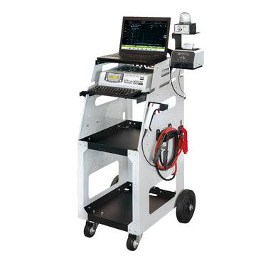 GYSFLASH TROLLEY XL - ND 028890 mobile workstation for GYS Flash Battery Support Units with multiple shelves and cable storage. Laptop not included.