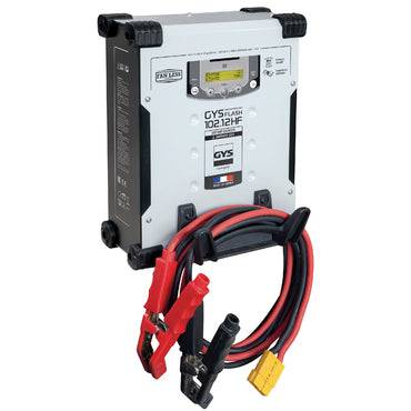 GYSFLASH 102.12 HF Battery Support Unit 029606 with 5.0m cables, wall-mounted design for stable 12V power supply during vehicle diagnostics.