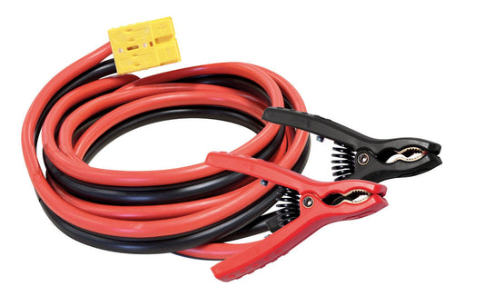 CABLES 5.0m - 16mm² + CLAMPS FOR GYSFLASH HF - 054615 with red and black insulated jumper cables and heavy-duty clamps for battery support units