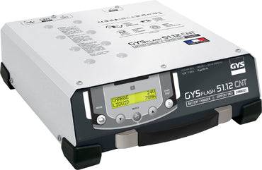 GYSFLASH 51.12 CNT FV 50A CONNECTED charger with inverter technology for 12V lead-acid and lithium batteries, ideal for vehicle maintenance and repair.