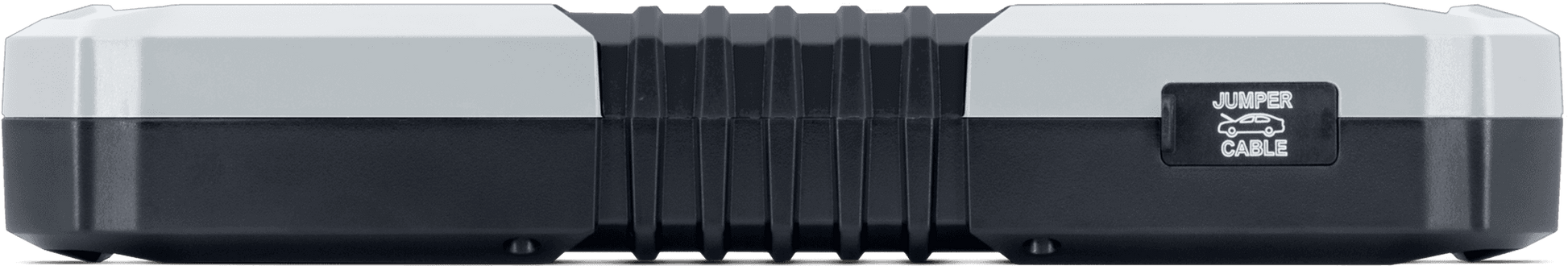 Front view of GYS BOOSTER LITHIUM NOMAD POWER PRO 801 - 085831 showing jumper cable port. Compact lithium battery jump starter for 12V vehicles.