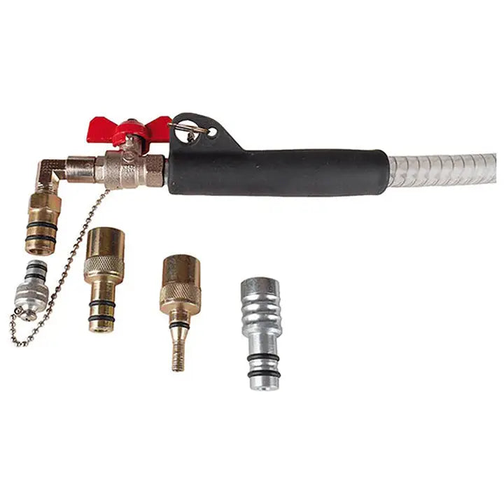 Air Operated Oil Extractor 80L Sykes Pickavant 53380000 hose and probe set with multiple brass and metal connectors for efficient oil draining