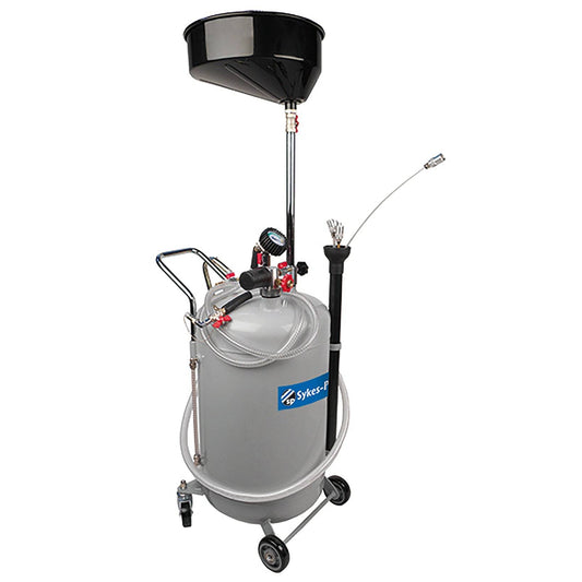 Air Operated Oil Extractor 80L Sykes Pickavant 53380000 with six extraction probes and visual oil indicator, ideal for fast engine oil recovery.