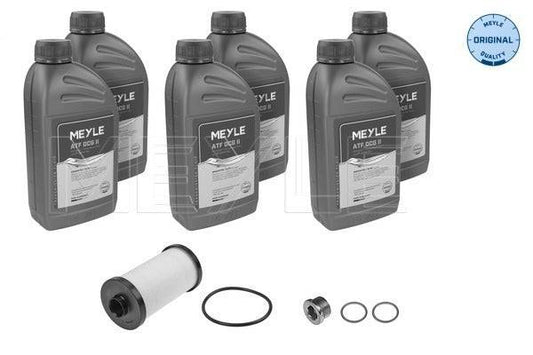 Meyle Automatic Transmission Oil Change Kit 100 135 0102 VW DSG includes 6 bottles of ATF DCT oil, filter, seals, and components for VW DSG service.