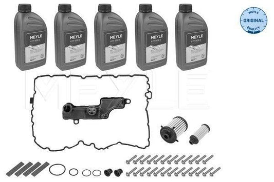 Meyle 1001350115 Automatic Gearbox Service Kit for Audi A6 A5 A4 A7 with transmission fluid, gasket, filters, and bolts for DL382-7F S-Tronic systems.