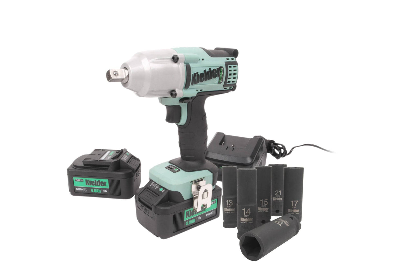 Kielder 18v Brushless Cordless 1/2" Impact Wrench Kit + 6pc Socket Set