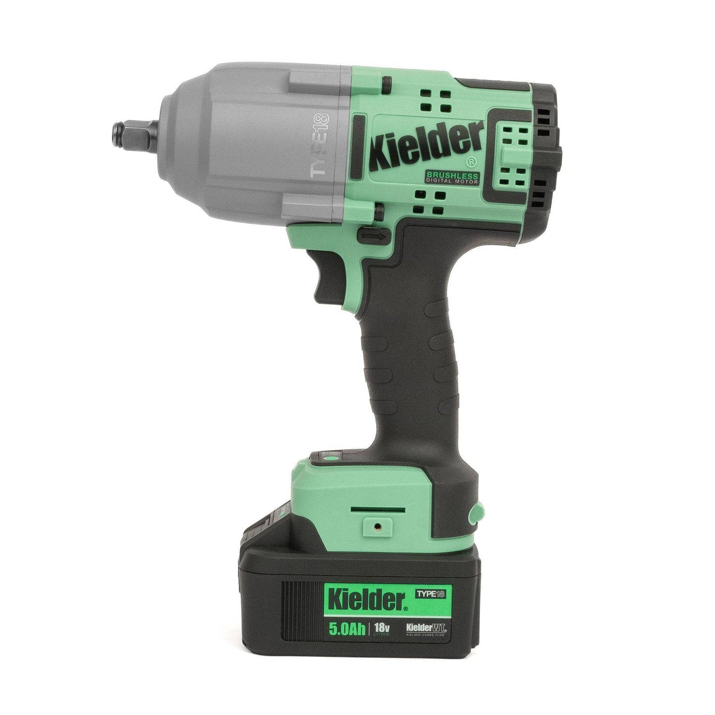 KWT-085-02 High Impact Wrench with 5.0Ah battery, built for professional-grade fastening in automotive maintenance.