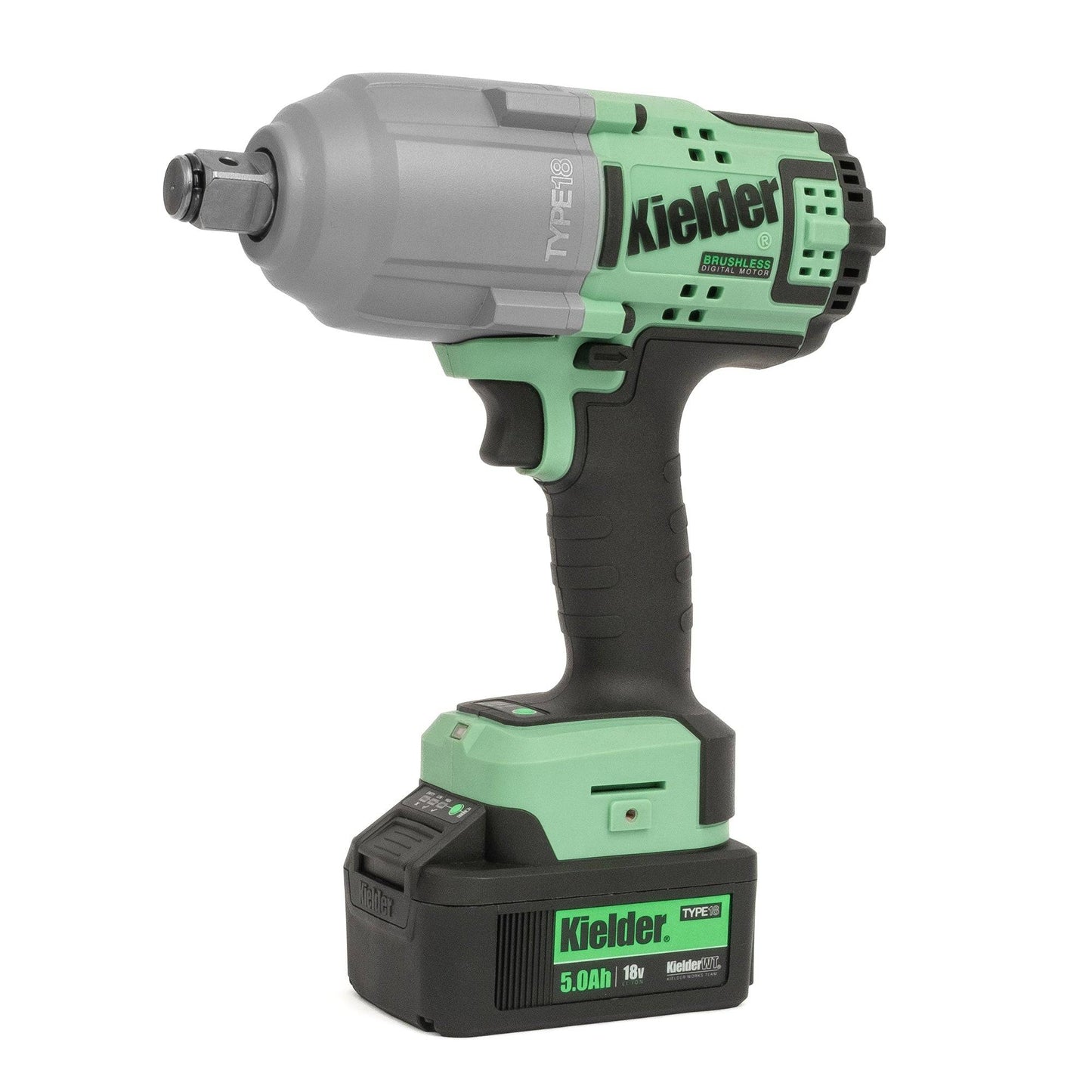KIELDER 3/4" HIGH TORQUE IMPACT WRENCH (KIT) - KWT-085-32 with 5.0Ah 18V battery, designed for professional use with up to 1970Nm breakaway torque.