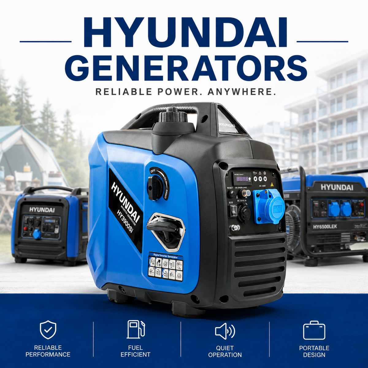 Hyundai HY3900Si 3.3kW 3300W Petrol Inverter Generator