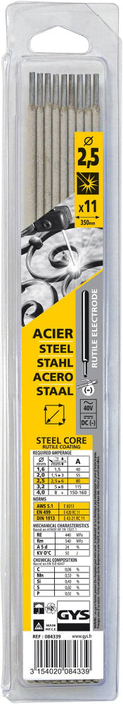 GYS RUTILE ELECTRODES - STEEL - BLISTER PACK 1.6-3.2