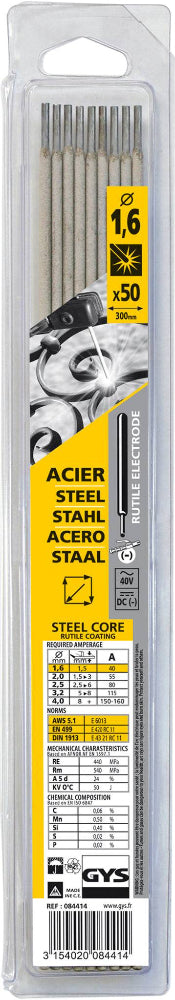 GYS RUTILE ELECTRODES - STEEL - BLISTER PACK 1.6-3.2