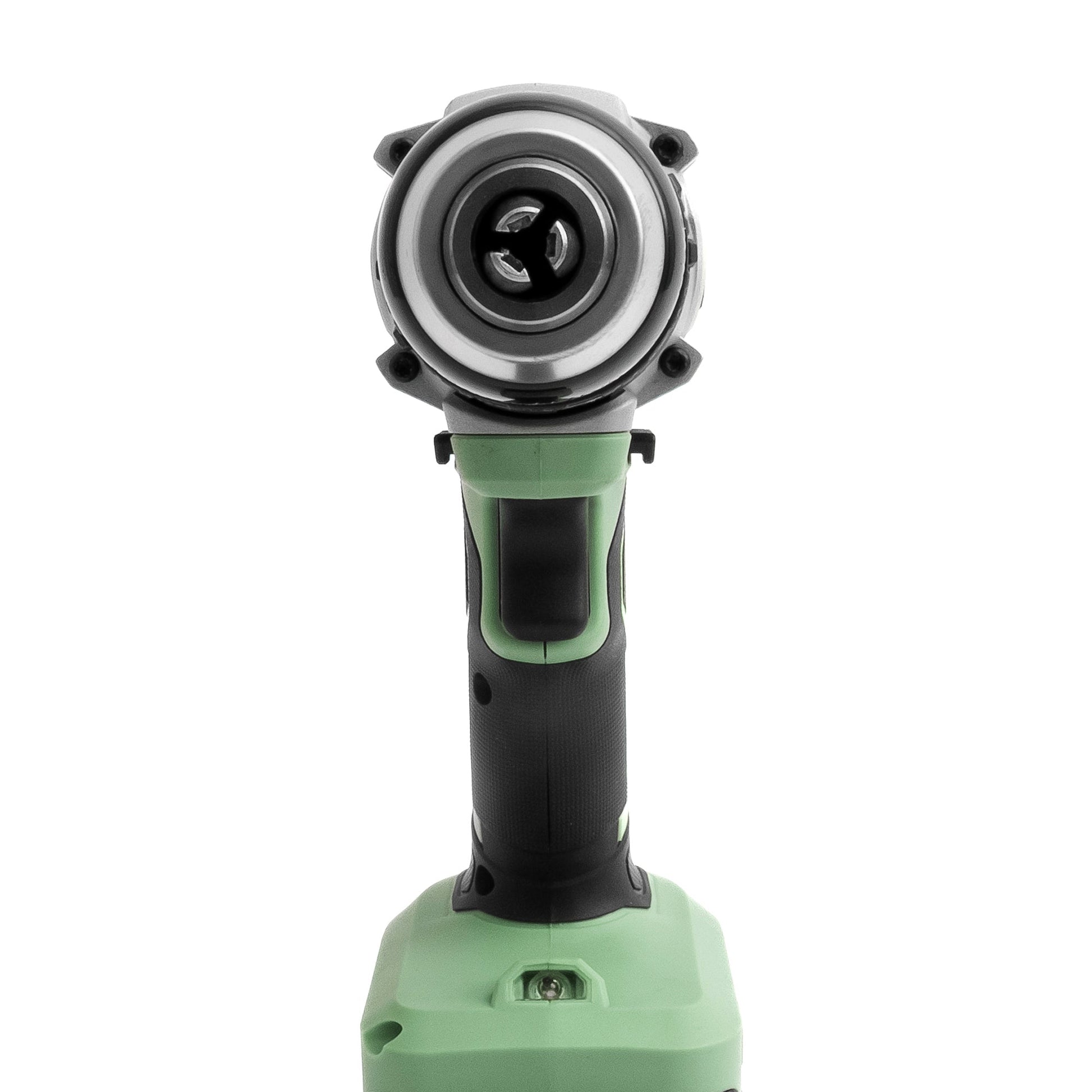Kielder KWT Combi compact 18V drill with green and black handle, front view