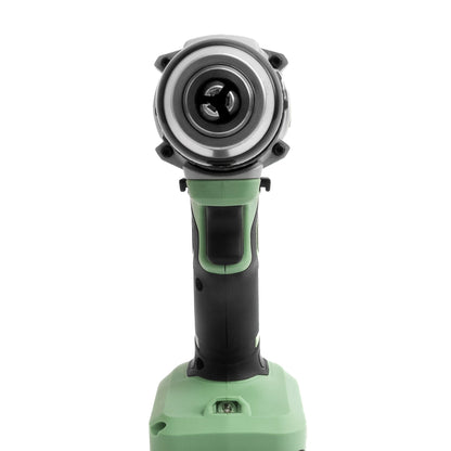 Kielder KWT Combi compact 18V drill with green and black handle, front view