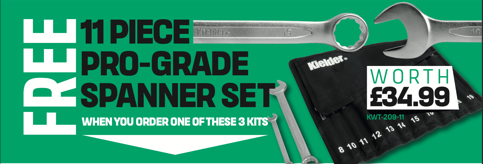 Kielder impact wrench kit comes with free spanner set